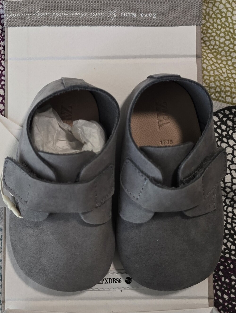 Zara Mini Baby Gray Suede Shoes – Size 6–9 Months – New in Box - Picture 2 of 5